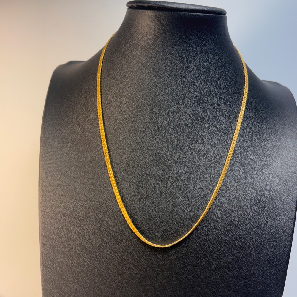Vintage Gold Herringbone Flat Snake Chain Necklace Minimalist 12 inch Boho Chic